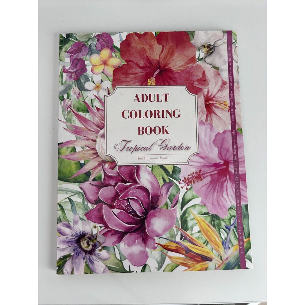 Tropical Tranquility Adult Coloring Book - 50 Exotic Jungle & Floral Designs New